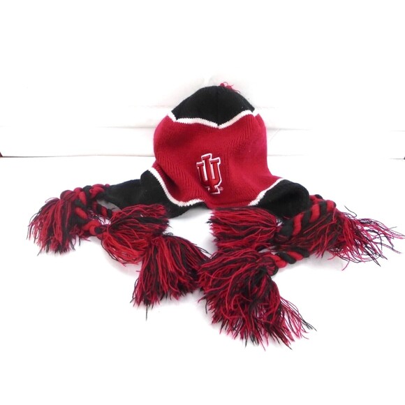 Indiana Hoosiers NCAA Trapper Winter Hat Cap Tassels Logo Unisex - Picture 1 of 7